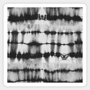 Shibori tie dye black and white horizontal stripes Sticker